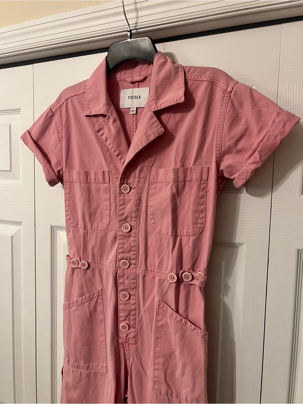 Pistola Grover Field Suit Short Sleeve Utility Jumpsuit Pink Flamingo Size XS - Picture 5 of 16